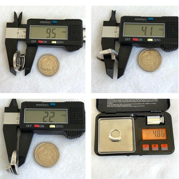 Sterling Silver 925 SX Modernist Black Onyx & Mother Of Pearl Band Ring Sz 5.75 - Picture 10 of 16